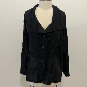 Moyuru Black Long Sleeve Semi Sheer Polka Dot Button Up Blouse